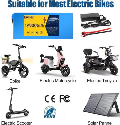 48V/36V Ebike Battery 10AH15AH 20AH 30AH Electric Battery Lithium with BMS, Compatible with E-Bikes, Scooters, ATVs, Motorcycles and More, for 100-1000W Motor (48V 10AH(250W-1000W)) in Kuwait