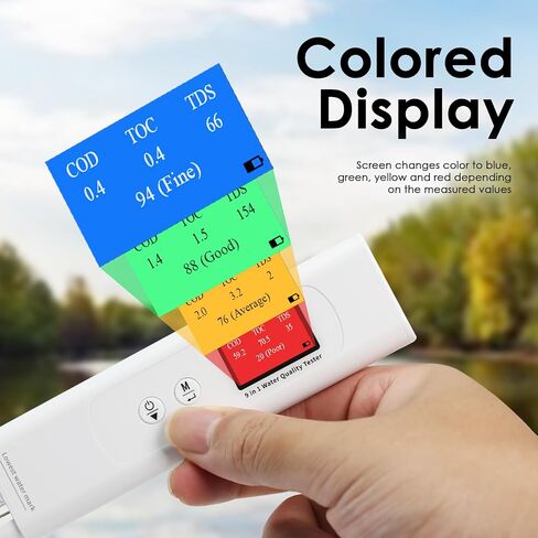 Water Quality Tester for Drinking Water Portable 9-in-1 TDS Meter Drinking Water Testers Measure COD/TOC / UV275 / EC/TDS/Salinity/Hardness/S.G/Temp for Water Purifier, Tap, Well, Seawater in Kuwait