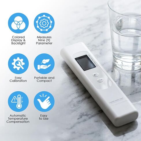 Water Quality Tester for Drinking Water Portable 9-in-1 TDS Meter Drinking Water Testers Measure COD/TOC / UV275 / EC/TDS/Salinity/Hardness/S.G/Temp for Water Purifier, Tap, Well, Seawater in Kuwait