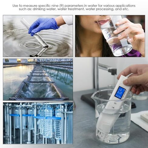 Water Quality Tester for Drinking Water Portable 9-in-1 TDS Meter Drinking Water Testers Measure COD/TOC / UV275 / EC/TDS/Salinity/Hardness/S.G/Temp for Water Purifier, Tap, Well, Seawater in Kuwait