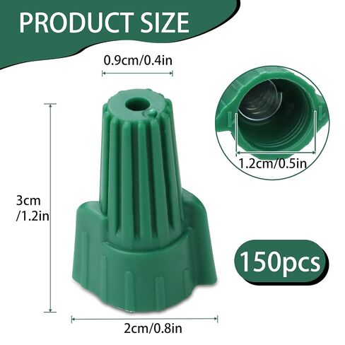 150PCS Green Wire Nuts with Hole,Quick Twist-On PP Wire Caps for 14-10AWG Cable Grounding, Bulk Pack Winged Ground Ideal Electrical Connectors in Kuwait