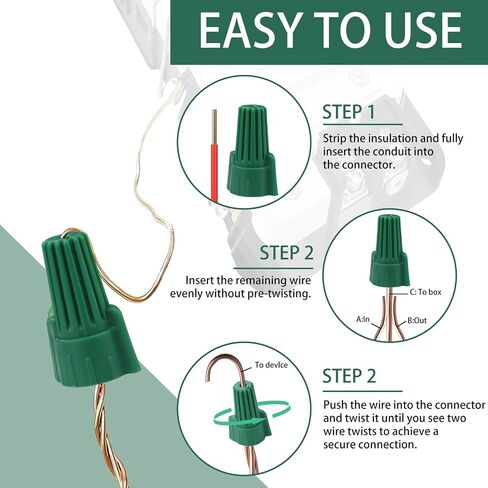 150PCS Green Wire Nuts with Hole,Quick Twist-On PP Wire Caps for 14-10AWG Cable Grounding, Bulk Pack Winged Ground Ideal Electrical Connectors in Kuwait