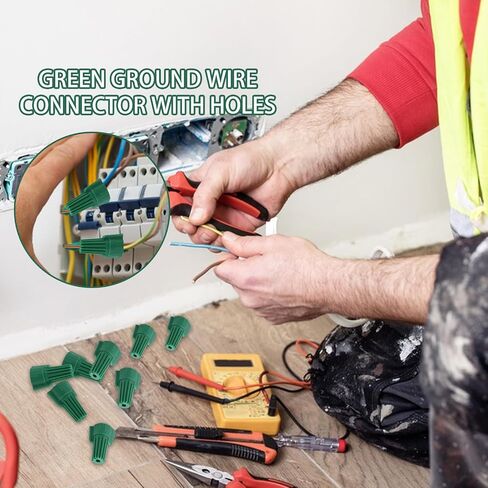 150PCS Green Wire Nuts with Hole,Quick Twist-On PP Wire Caps for 14-10AWG Cable Grounding, Bulk Pack Winged Ground Ideal Electrical Connectors in Kuwait