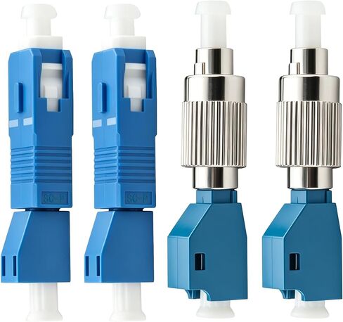 4-Pack Fiber Optic Adapter Kit, 2 x FC Male to LC Female Hybrid Optical Fiber Convertor Adapter + 2 x LC Female to SC Male Hybrid Flange Singlemode 9/125 SM Optical Fiber Adapter Connector in Kuwait
