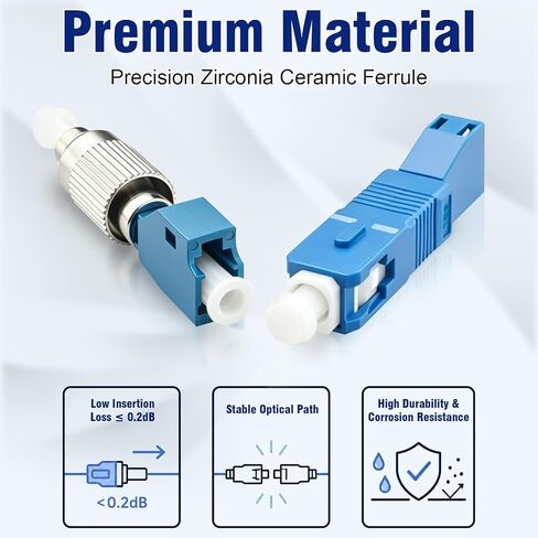 4-Pack Fiber Optic Adapter Kit, 2 x FC Male to LC Female Hybrid Optical Fiber Convertor Adapter + 2 x LC Female to SC Male Hybrid Flange Singlemode 9/125 SM Optical Fiber Adapter Connector in Kuwait