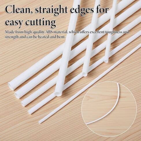25Pcs Plastic Tubing 5 Sizes ABS White Round Bars Rod Hollow Tube for DIY Sand Table Architectural Model Making(Ø2mm 3mm 4mm 5mm 6mm, 9.8 Inch Long) in Kuwait