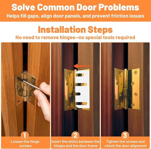 9 PCS 4 Inch Door Hinge Shims, Plastic Hinge Shims for Door Alignment, Reusable Doors Hinges Adjustment Tool for Sagging Doors, No Removal Needed Repair Kit in Kuwait