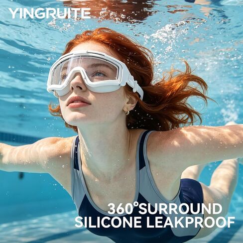Leak-Proof Anti-Fog Swim Goggles for Adults, Wide View Water Goggles for Men & Women, Cute Pool Goggles for Indoor/Outdoor Swimming in Kuwait