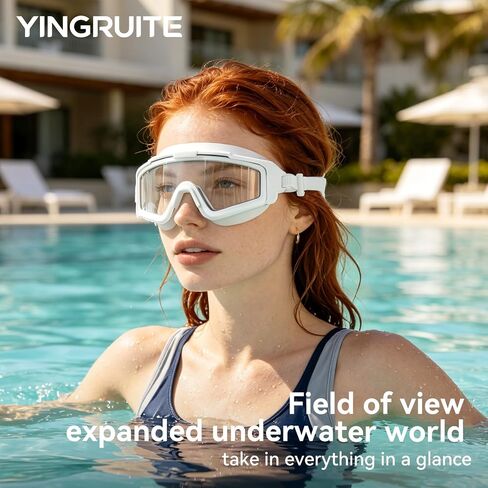 Leak-Proof Anti-Fog Swim Goggles for Adults, Wide View Water Goggles for Men & Women, Cute Pool Goggles for Indoor/Outdoor Swimming in Kuwait