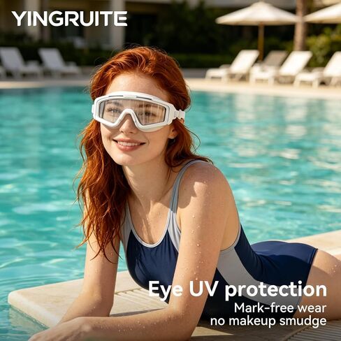 Leak-Proof Anti-Fog Swim Goggles for Adults, Wide View Water Goggles for Men & Women, Cute Pool Goggles for Indoor/Outdoor Swimming in Kuwait