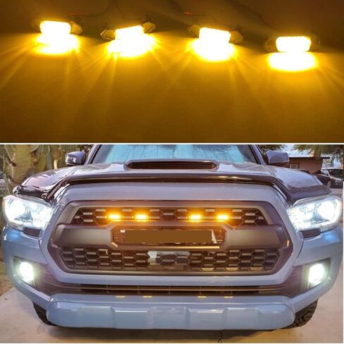 4Pcs LED Grille Lights Waterproof Amber LED Front Grille Lamp for Toyotaa Grille Light 2016-2019 Tacoma TRD Pro Grille with Wiring Harness Fuse Adapter… in Saudi Arabia