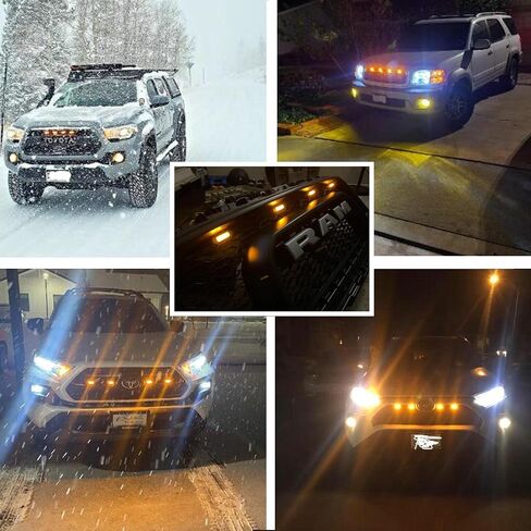 4Pcs LED Grille Lights Waterproof Amber LED Front Grille Lamp for Toyotaa Grille Light 2016-2019 Tacoma TRD Pro Grille with Wiring Harness Fuse Adapter… in Saudi Arabia