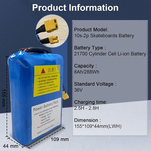 36V 8Ah 10S2P Electric Skateboard Battery 288Wh for Meepo V5ER/ MINI5 ER Electric Skateboard Longboard Long Lasting Battery Pack,155 * 109 * 44mm in Kuwait