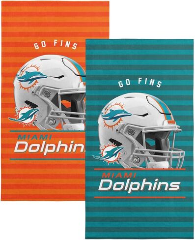 مجموعة مناشف الشاطئ Northwest NFL Miami Dolphins مكونة من قطعتين، مقاس 76.2 سم × 152.4 سم لكل قطعة، قياسية، ألوان الفريق in Kuwait
