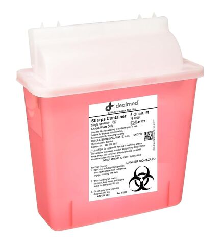 Dealmed Sharps Container, 5 Quart (Pack of 2) Mailbox Lid, Puncture Resistant, Red in Kuwait