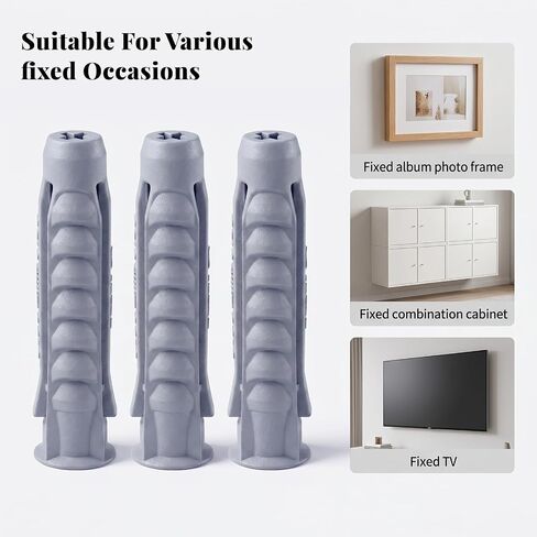 20 Pcs Concrete Wall Anchors, 10x50mm Plastic Heavy Duty Wall Anchors Suitable for TV Mount Installation or Brick Walls in Kuwait