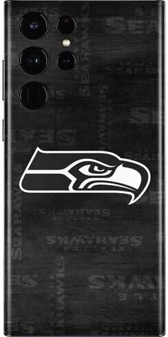 Skinit Phone Decal Skin Compatible with Samsung Galaxy S22 Ultra - Officially Licensed NFL Seattle Seahawks Black & White Design in Kuwait