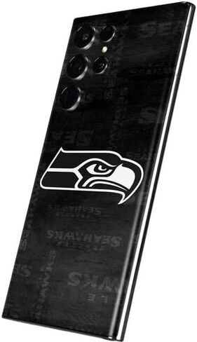 Skinit Phone Decal Skin Compatible with Samsung Galaxy S22 Ultra - Officially Licensed NFL Seattle Seahawks Black & White Design in Kuwait