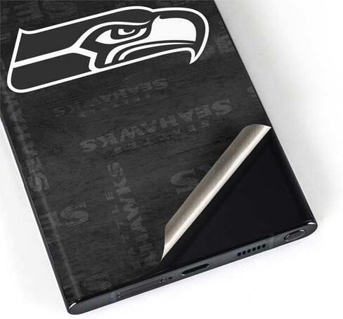 Skinit Phone Decal Skin Compatible with Samsung Galaxy S22 Ultra - Officially Licensed NFL Seattle Seahawks Black & White Design in Kuwait
