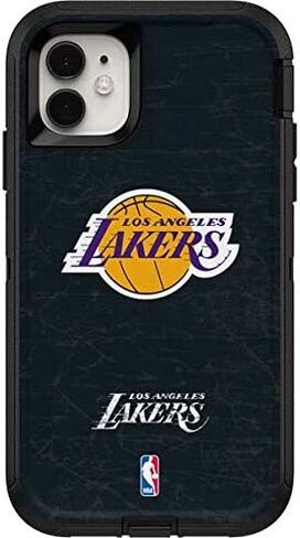 Skinit Decal Skin Compatible with OtterBox Defender iPhone 11 Case - Officially Licensed NBA Los Angeles Lakers Black Primary Logo Design in Kuwait