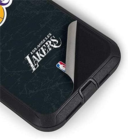 Skinit Decal Skin Compatible with OtterBox Defender iPhone 11 Case - Officially Licensed NBA Los Angeles Lakers Black Primary Logo Design in Kuwait