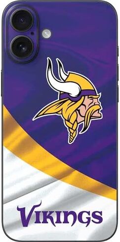ملصق هاتف Skinit متوافق مع iPhone 16 Plus - تصميم جيرسي لفريق NFL Minnesota Vikings مرخص رسميًا in Kuwait