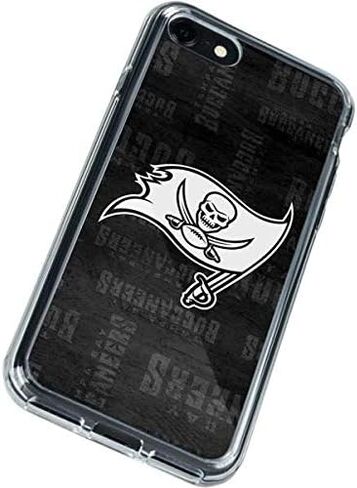 Skinit Clear Phone Case Compatible with iPhone SE (2nd & 3rd Gen) - Officially Licensed NFL Tampa Bay Buccaneers Black & White Design in Kuwait