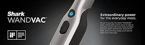 مكنسة Shark WV201 WANDVAC المحمولة خفيفة الوزن بوزن 1.4 رطل مع شفط قوي، قاعدة شحن، كوب غبار فارغ وقابل للفصل بلمسة واحدة (WV201BLK أسود) (متجدد) in Kuwait