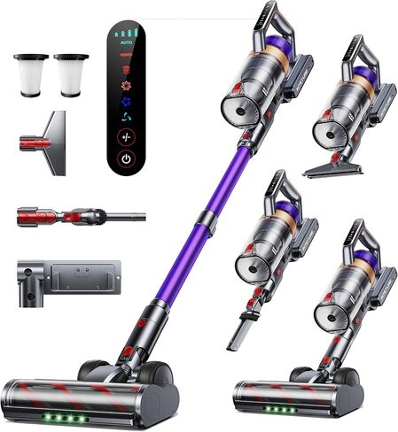INTETURE Cordless Vacuum Cleaner, 650W 55KPA 70 Mins Vacuum Cleaners for Home, Anti-Tangle Stick Vacuum with Touch Screen, Wall Mount Charging, Upgraded Vacuum Cordless for Pet Hair/Carpet/Floors in Kuwait