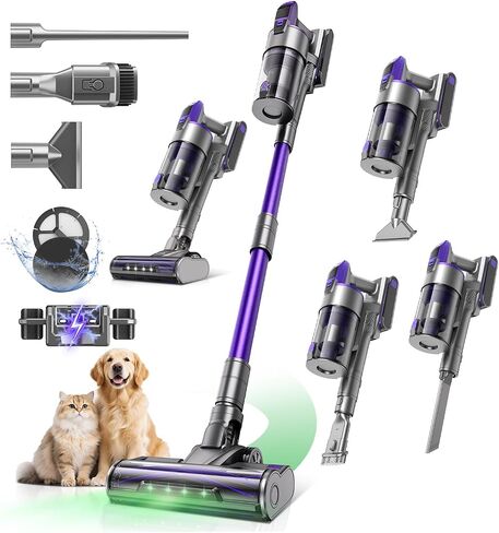 Cordless Vacuum Cleaner 60,000Pa,70 Min 150,000PRM Vacuum Cleaner, 18-Layer Filtration Vacuum, Self-Standing Vacuum Cleaners for Home with 1600ml Cup for Pet Hair Carpet Hardwood Floor Car X18 in Kuwait