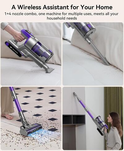 Cordless Vacuum Cleaner 60,000Pa,70 Min 150,000PRM Vacuum Cleaner, 18-Layer Filtration Vacuum, Self-Standing Vacuum Cleaners for Home with 1600ml Cup for Pet Hair Carpet Hardwood Floor Car X18 in Kuwait