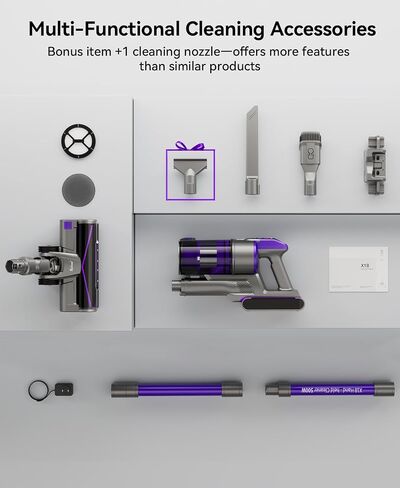 Cordless Vacuum Cleaner 60,000Pa,70 Min 150,000PRM Vacuum Cleaner, 18-Layer Filtration Vacuum, Self-Standing Vacuum Cleaners for Home with 1600ml Cup for Pet Hair Carpet Hardwood Floor Car X18 in Kuwait