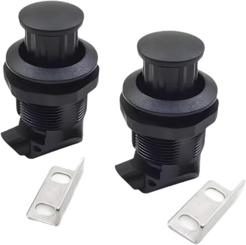 2 Latches Push-to-Close, Rv, 1.5 in, Black Plastic in Kuwait