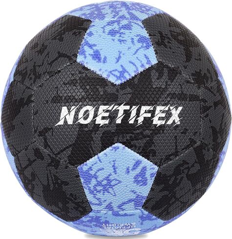 Soccer Ball Size 5 for Youth & Adults, Black Blue PU Leather, Durable Machine-Stitched 32-Panel Football, Hidden Seams, Water-Resistant, Outdoor & Indoor Training Ball in Kuwait