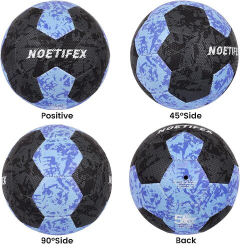 Soccer Ball Size 5 for Youth & Adults, Black Blue PU Leather, Durable Machine-Stitched 32-Panel Football, Hidden Seams, Water-Resistant, Outdoor & Indoor Training Ball in Kuwait