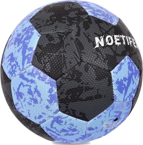 Soccer Ball Size 5 for Youth & Adults, Black Blue PU Leather, Durable Machine-Stitched 32-Panel Football, Hidden Seams, Water-Resistant, Outdoor & Indoor Training Ball in Kuwait