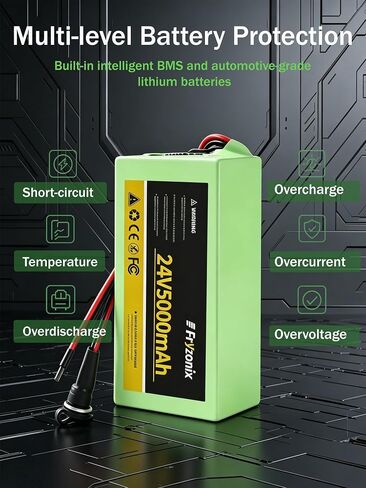 2 Pack 24V 5Ah Lithium Battery with 29.4V 1A Charger, 24 Volt Rechargeable Battery for DIY Projects in Kuwait