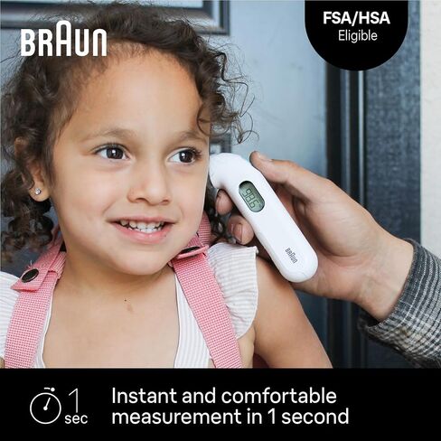Braun ThermoScan 3 Ear Thermometer, Fast 1 Second Measurement, Audio Fever Indicator, Digital Display, Baby and Infant Friendly, No. 1 Brand Recommended by Pediatricians in Kuwait