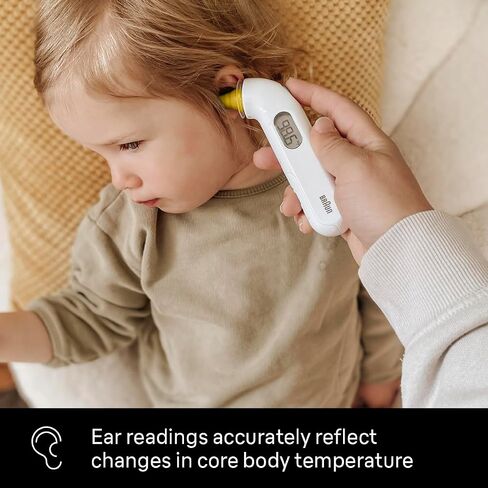 Braun ThermoScan 3 Ear Thermometer, Fast 1 Second Measurement, Audio Fever Indicator, Digital Display, Baby and Infant Friendly, No. 1 Brand Recommended by Pediatricians in Kuwait