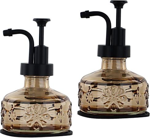 2 Pack Glass Kitchen Soap Dispenser Bathroom, Refillable Liquid Modern Soap Dispenser for Hand Soap, Lotion Dispensers Bottle - Home, Commercial Countertop Decor. (Clear) in Kuwait