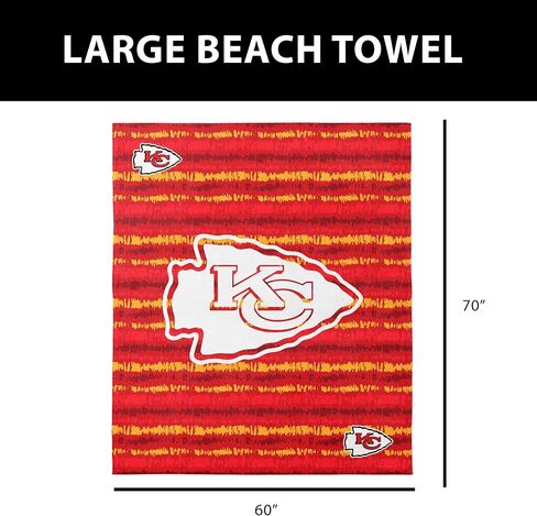 منشفة شاطئ من الألياف الدقيقة كبيرة الحجم من Northwest NFL Kansas City Chiefs، 60 × 70 بوصة - سريعة الجفاف، مقاومة للرمال، خفيفة الوزن، عالية الامتصاص، تصميم شيبوري in Kuwait