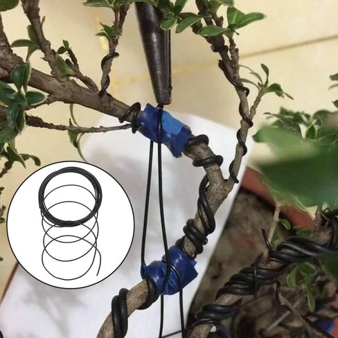 بونساي سلك ألومنيوم 2 مللي متر أسود 5 متر مرن داخلي النبات تشكيل سلك البستنة تثبيت لتدريب شجرة بونساي وأسلاك النبات in Kuwait