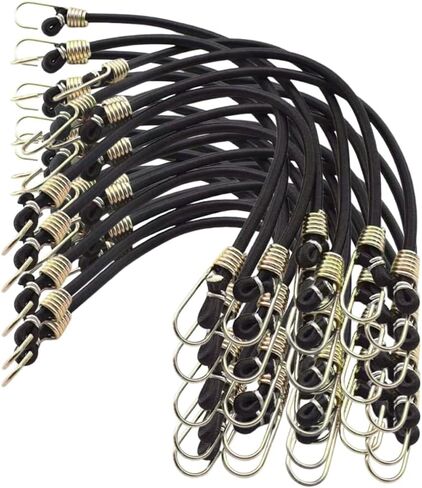 10-Pack Short Elastic Straps with Secure Hooks, 11-Inch Flexible Tie-Downs in Kuwait