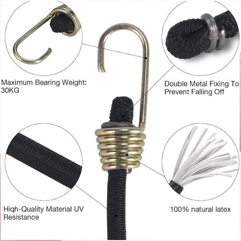 10-Pack Short Elastic Straps with Secure Hooks, 11-Inch Flexible Tie-Downs in Kuwait