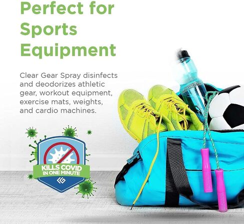 Clear Gear - Disinfectant, Cleaner, and Deodorizer Bundle for Sports Equipment, Gyms, and Fitness Centers - EPA-Registered, Hospital Grade, Made in USA - 1 Gallon Bottle + 32 Oz Disinfecting Spray in Saudi Arabia