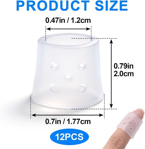 12pcs Anti Skin Picking Finger Covers, 0.39 × 0.79 Inches Reusable Breathable Silicone Finger Covers, Fingertips Protection Anti Nail Biting Gloves for Cracked Hands & Hangnails - Clear in Saudi Arabia