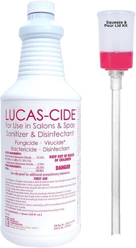 LUCAS-CIDE Salon & Spa Concentrate, Hospital Grade Multi Purpose Disinfectant & Sanitizer, 1 Quart with Squeeze & Pour Lid Kit - Pink in Saudi Arabia