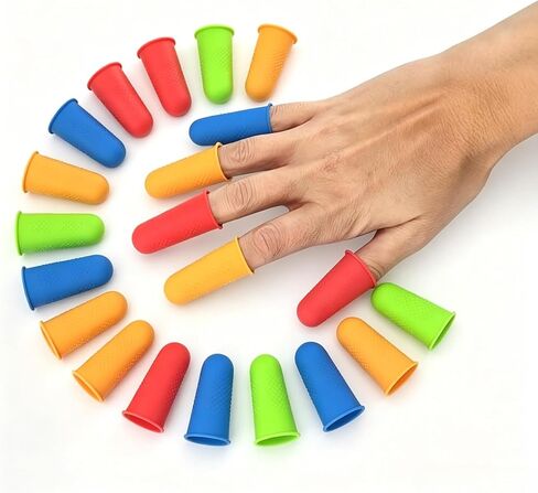 12 Pieces Silicone Hot Glue Gun Finger Caps, 4 Colors Finger Guard Protectors or Hot Glue Wax Rosin Resin Honey Adhesives Scrapbooking Sewing in 3 Sizes-Red/Blue/Yellow/Green in Saudi Arabia