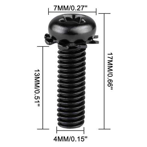 M4 14mm Screws Designed for Specific LG TV Stands - 6 Pcs | Screws with Integrated Washers and Black Oxide Finish, Corrosion-Resistant in Kuwait