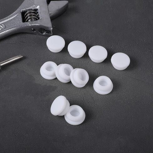 10 Pcs Hole Plug, 3/8 Inch White Button Hole Plugs 10 Mm Bulk Silicone Holes Plugs Round Seal Button Stopper Snap in Locking Rubber Holes Plug for Home Bathtub Furniture Automotive in Kuwait